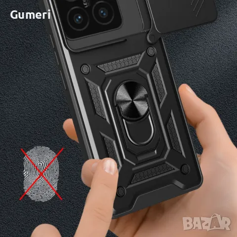 Xiaomi 14T  Противоударен Хибриден Гръб с Ринг - Черен, снимка 4 - Калъфи, кейсове - 47703274