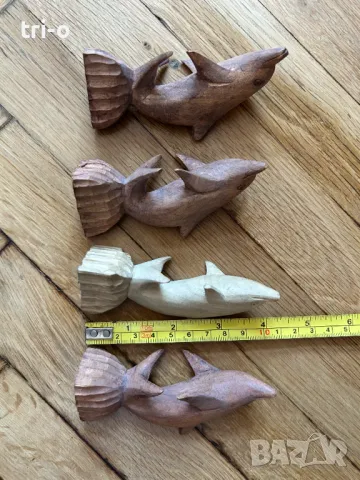 Малки дървени фигурки Делфини, снимка 7 - Статуетки - 48972296
