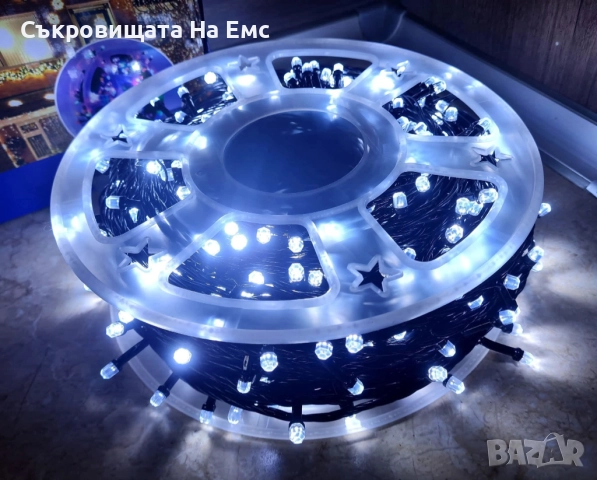 50 метра/100МЕТРА Коледни LED Лампи Бяла Светлина Diamond Диод 8режима на светене, снимка 2 - Лампи за таван - 52333272