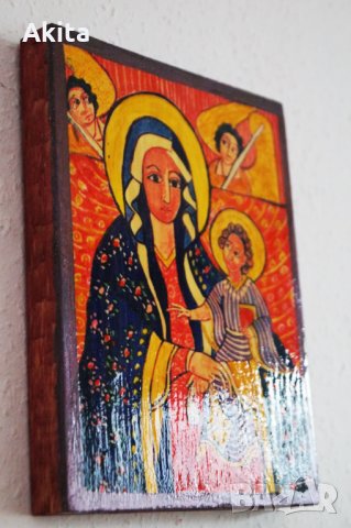 Коптска Богородица с Младенеца, снимка 4 - Икони - 27460261