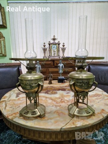 Чифт страхотни антикварни английски бронзови газени лампи , снимка 4 - Антикварни и старинни предмети - 43569923