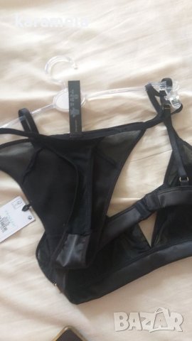 Комплект имитация на кожа със тюл, снимка 3 - Бельо - 37700815