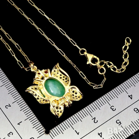 925 сребърни колиета нефрит, опал, топаз, рубин, подходящи за подарък, снимка 3 - Колиета, медальони, синджири - 51756208