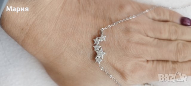 Сребърно колие Звезди , снимка 3 - Колиета, медальони, синджири - 43549808