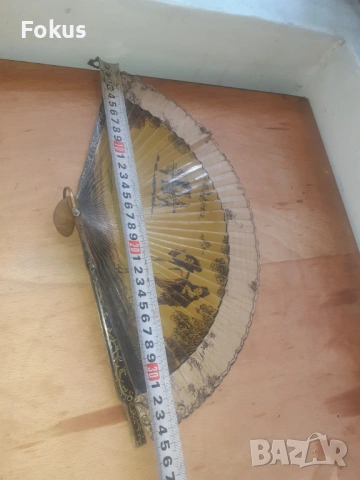 Старо дамско ветрило 19 век дърво и коприна ръчно рисувано, снимка 9 - Антикварни и старинни предмети - 53274959