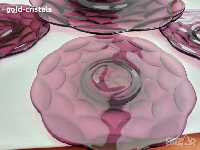 Стъклени чинии цветно лилаво стъкло, снимка 5 - Антикварни и старинни предмети - 27012145