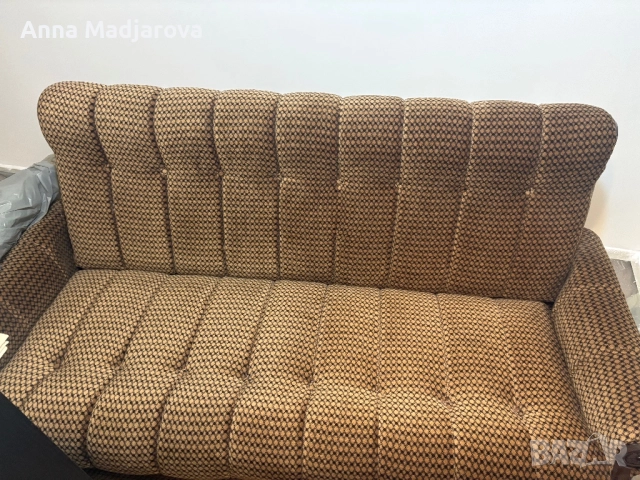 Ретро диван 4 места + фотьойл и табуретка, снимка 5 - Дивани и мека мебел - 52849124