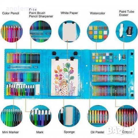 Комплект за рисуване куфар 208 части Флумастери, моливи, пастели, снимка 4 - Рисуване и оцветяване - 39026529