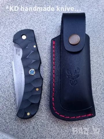 Сгъваем нож ръчно изработен от N690co стомана + ПОДАРЪК кания, снимка 5 - Ножове - 47679555