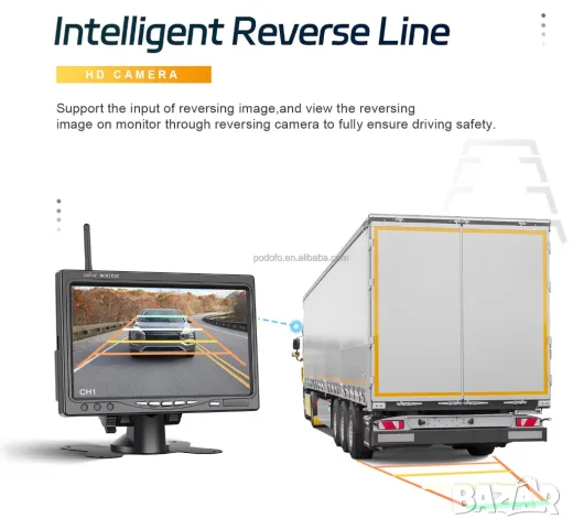 Безжична камера с монитор, за паркиране, камион, заден ход, тир, автобус, парктроник, задно виждане , снимка 11 - Аксесоари и консумативи - 35275719