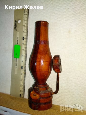 Стара РЪЧНО ИЗРАБОТЕНА от ДЪРВО ГАЗЕНА ЛАМПА За РЕТРО ИНТЕРИОР в МЕХАНА БИТОВ КЪТ КОЛЕКЦИЯ 41416, снимка 10 - Декорация за дома - 43590960