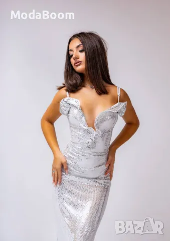 Официална Бяла Дамска Дълга Рокля , снимка 3 - Рокли - 48009569