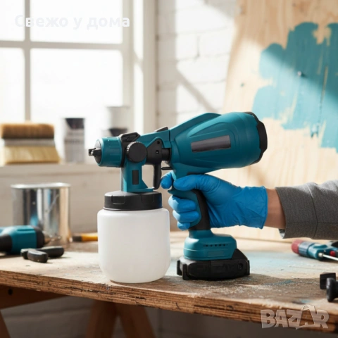 Акумулаторен и безжичен пистолет за боядисване с 2 батерии 21V, снимка 7 - Други инструменти - 53535919