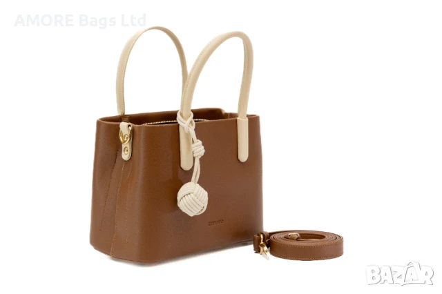 Класическа дамска чанта AMORE Alessia - Tan, снимка 2 - Чанти - 50657816