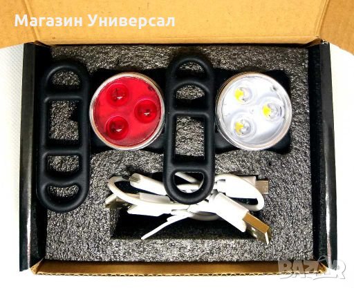 Фар и стоп за колело акумулаторен фар за колелo презареждаем фар, комплект фар със стоп за велосипед, снимка 4 - Аксесоари за велосипеди - 27729566