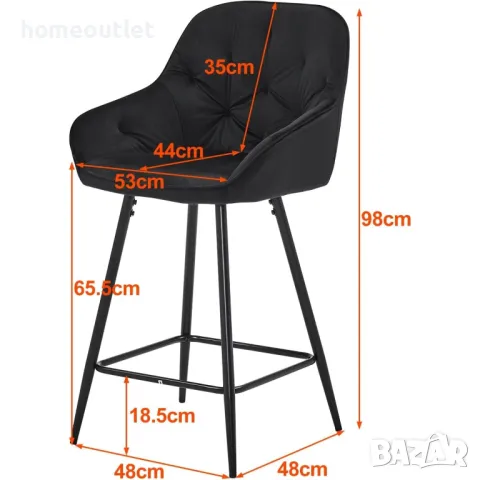 ПРОМОЦИЯ Комплект бар столове тип щъркел, височина 98см C-U-BS-0086BL, снимка 5 - Столове - 49060685