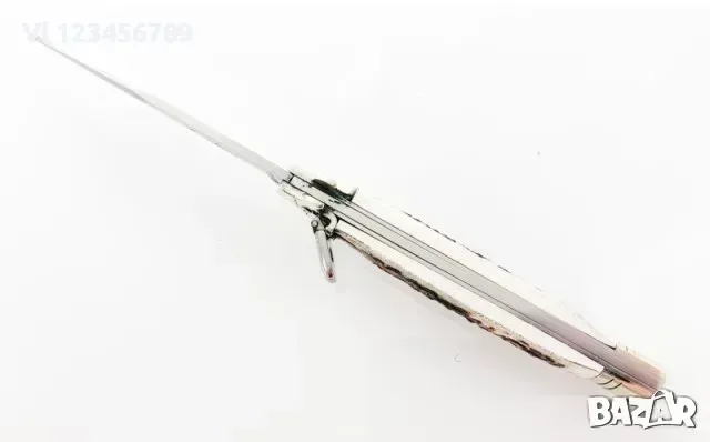 Сгъваем автоматичен нож - стилето , с чирени от еленов рог,100х245, снимка 4 - Ножове - 49771252