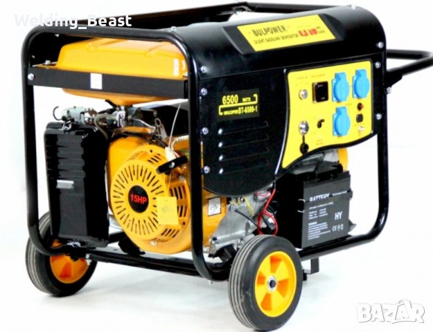 BULPOWER 6.5 KW Монофазен Бензинов Генератор за ток с автоматика и колелца, снимка 2 - Генератори - 39360064