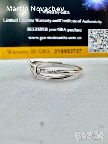 Сребърен пръстен с мойсанит (Диамант) 0.5 карата, снимка 7 - Пръстени - 51458922
