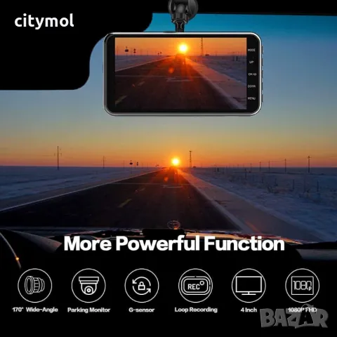 Apexcam Dash Cam 1080P Full HD 4" IPS предна и задна камера, 170°, G-сензор, WDR, снимка 7 - Аксесоари и консумативи - 49318500