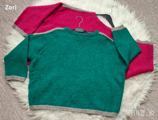 Вълнени пуловери овърсайз със сребристи акценти в два цвята, снимка 14 - Блузи с дълъг ръкав и пуловери - 49220772