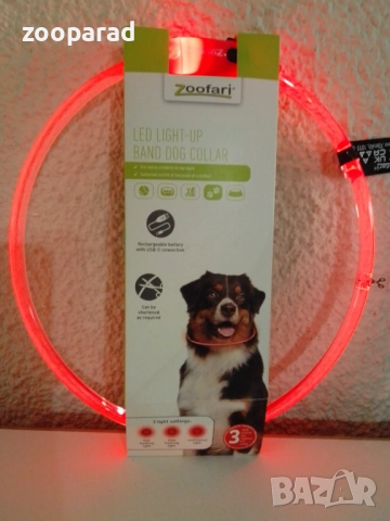 LED светещ нашийник с USB зареждане, обиколка на врата 20-65см - 10лв/бр. 