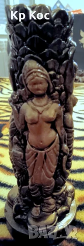 Винтидж ваза/свещник с флорални и индуистки орнаменти, снимка 8 - Антикварни и старинни предмети - 50989131