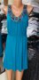 УНИКАЛНО КРАСИВА синьозелена рокля с обшито деколте , снимка 1 - Рокли - 37349910