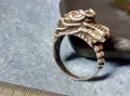 ЕФЕКТЕН ФИГУРАЛЕН СРЕБЪРЕН ПРЪСТЕН ДРАКОН СРЕБРО 925 ХУДОЖЕСТВЕНА РЪЧНА МАЙСТОРСКА ИЗРАБОТКА 49307, снимка 3