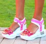 Сандали на платформа - бели с циклама - 2025-3, снимка 2