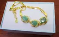 925 сребърна гривна със златно покритие изумруди/смарагди с размер 9x7mm, снимка 3