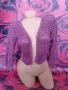 Лилава къса жилетка със златиста нишка С, снимка 1