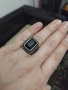 Голям красив мъжки пръстен неръждаема стомана с правоъгълен черен камък, снимка 9