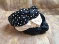 Диадема с възел Черна диадема с бели точки Черна диадема Натурално бяло Диадеми Ръчна Изработка , снимка 2