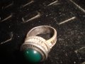 СРЕБЪРЕН СТАР 19 ВЕК ПРЪСТЕН с ГОЛЯМ ШЛИФОВАН КАМЪК ЗЕЛЕН АХАТ - СРЕБРО СТАРО ГРАДСКО БИЖУ 22478, снимка 13