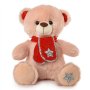 Плюшена играчка Мече с червен шал, блестяща звездичка, 30 см, бежово Код: 70193, снимка 1 - Плюшени играчки - 43353469