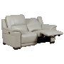 Кожен диван - двойка с електрически релакс механизъм COMODO LUX - светлосив 06, снимка 1 - Дивани и мека мебел - 38788165