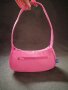Текстилна малка дамска чанта за рамо в розов цвят, снимка 5