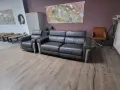 Сив кожен диван тройка и фотьойл Moreno с ел. релакс механизъм, снимка 3