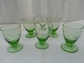 Ретро чашки с гарафа за ракия цветно зелено стъкло, снимка 1 - Антикварни и старинни предмети - 33551594
