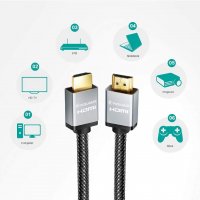 POSUGEAR Плетен HDMI кабел -Видео 4K,3D 2160pх1080p Висока скорост 18Gbps,позлатени конектори,2м, снимка 4 - Кабели и адаптери - 37853067