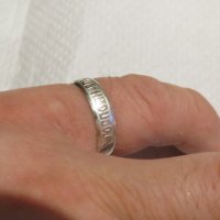 Стар Мъжки сребърен пръстен, Стариннен сребърен пръстен с думи към Исус надпис " Господи, спаси , снимка 4 - Пръстени - 34918454