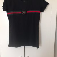 Дамска черна тениска Gucci, снимка 4 - Тениски - 40137653