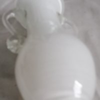 ваза Морано прозрачна бяла с дръжки, снимка 5 - Антикварни и старинни предмети - 38839556