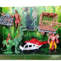 Детска играчка Комплект Динозаври и хеликоптер DINOSAUR VALLEY, снимка 1 - Образователни игри - 26207015