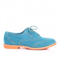 Свежест в синьо с равни дамски обувки в син цвят,материал -велур, снимка 1 - Дамски ежедневни обувки - 28313071