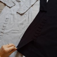 Нова колекция рокля в сив и чер цвят от фино плетиво с връзки на намаление, снимка 7 - Рокли - 27332112