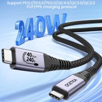 Ocetea USB 4 кабел 1.5M, 40Gbps 240W Съвместим Thunderbolt 4/3, снимка 2 - Кабели и адаптери - 43611437