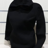 Нов дамски черен суичър с качулка и джобчета, снимка 8 - Суичъри - 34656373