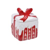 Коледна кутия за бисквитки Mercado Trade, Керамика, Квадратна форма, снимка 1 - Кутии за съхранение - 43133994